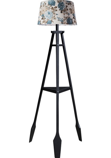 Remi Tripod Lambader Abajur Avize Aydınlatma Ahşap Siyah Ağaç Country Dekor Lamba Aplik Masif Doğal