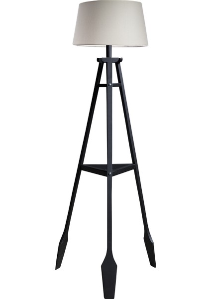 Remi Tripod Lambader Abajur Avize Aydınlatma Ahşap Siyah Ağaç Country Dekor Lamba Aplik Masif Doğal