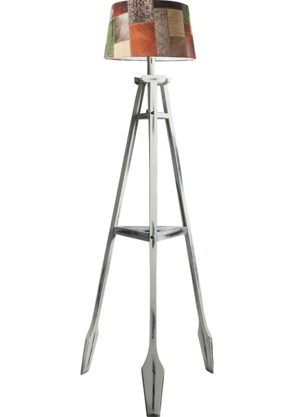 Remi Tripod Lambader Abajur Avize Aydınlatma Ahşap Beyaz Eskitme Ağaç Country Dekor Lamba Aplik Masif Doğal