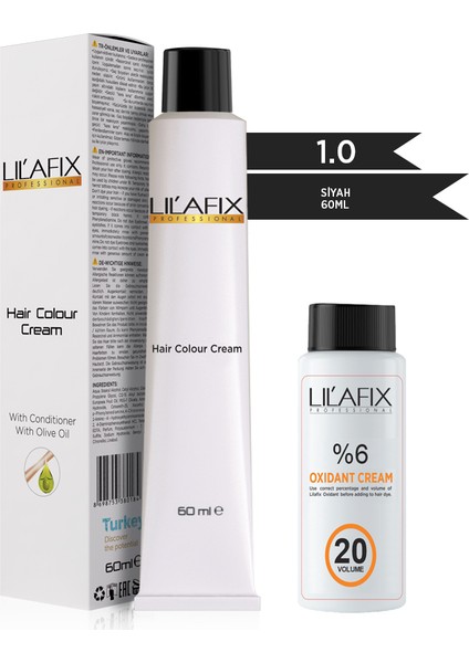 1.0 Siyah Krem Tüp Boya-20 V Oksidan 60 ml