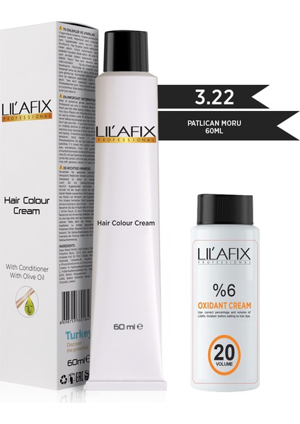 3.22 Patlıcan Moru Krem Tüp Boya-20 V Oksidan 60 ml