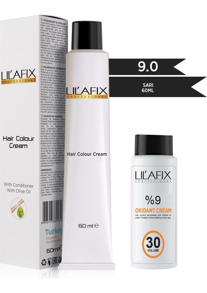 9.0 Sarı Krem Tüp Boya-30 V Oksidan 60 ml