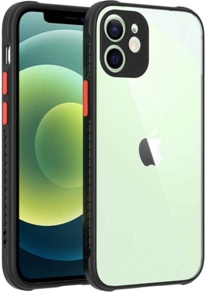Apple iPhone 12 Mini Kılıf Kamera ve Köşe Korumalı Aircolor Kapak - Siyah