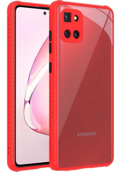 Samsung Galaxy A81 Kılıf Kamera ve Köşe Korumalı Aircolor Kapak - Kırmızı