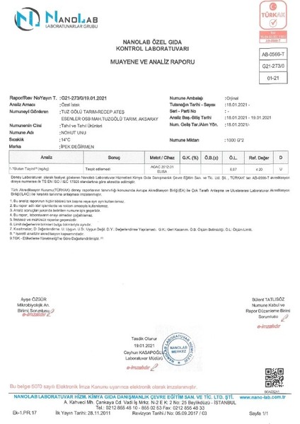 Ipek Değirmen 1 kg Glutensiz Nohut Unu Doğal Katkısız Raporlu fiyatları