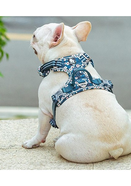 Çiçek Desenli, Alüminyum D-Halkalı, Ergonomik Mavi Göğüs Tasması fırsatları