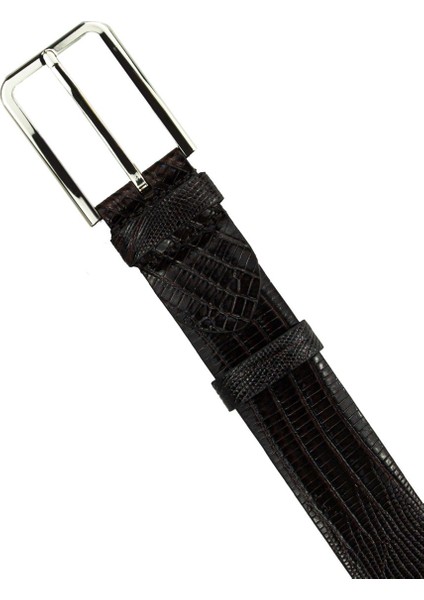 Krokodil Baskılı Dana Derisi Kemer - Kahverengi fiyatları