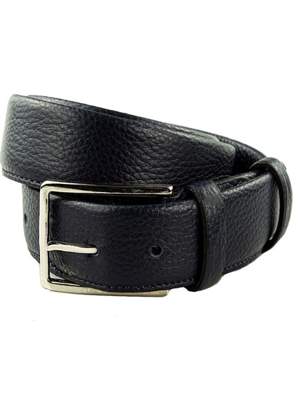 Tek Dikişli Yumuşak Dana Derisi Kemer - Lacivert