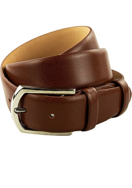 Klasik Dikişsiz Dana Derisi Kemer - Taba