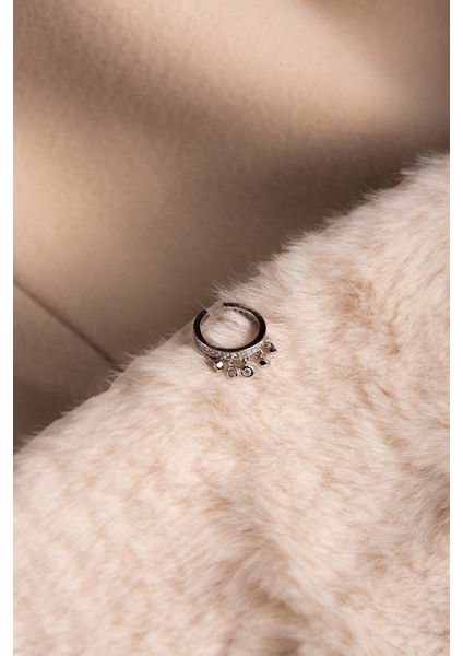 Sallanır Parlak Zirkon Halka Kıkırdak Gümüş Altın Kaplama Kadın Gümüş Küpe 925 Ayar