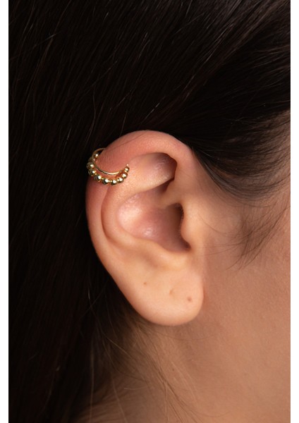 Dorika Altın Kaplama Kıkırdak Gümüş Küpe 925 Ayar