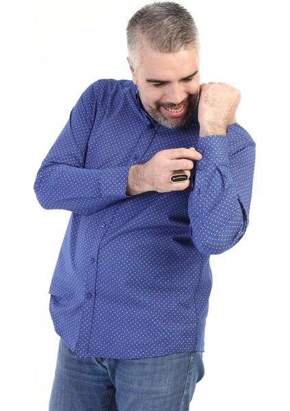 Noktalı Desenli Klasik Gömlek - Sax