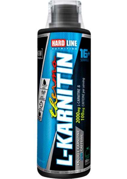 Hardline L-Carnitin Thermo 500 ml 2000 Mg 16 Servis Likit Carnitine Yeşil Elma Aromalı