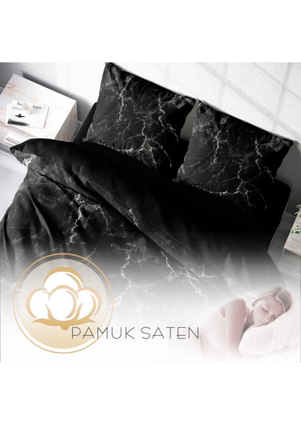 Lux Marble 3D Pamuk Saten Çift Kişilik Nevresim Takımı