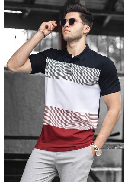 Renk Bloklu Siyah Polo Yaka Erkek Triko Tişört 9280 fiyatları
