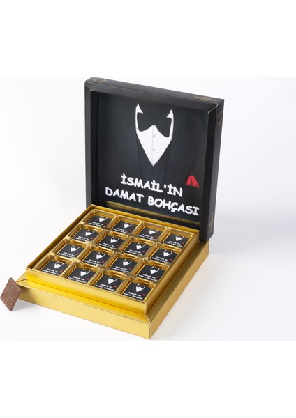 İsme Özel Sargılı Madlen Damat Bohçası Çikolatası 32'li
