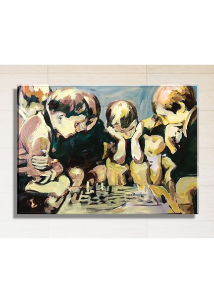 Satranç Yağlı Boya Reprodüksiyon Dekoratif Kanvas Tablo TBL1657 35X50 cm