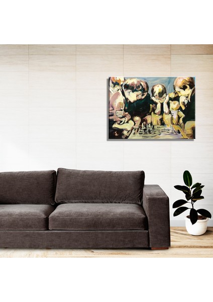 Satranç Yağlı Boya Reprodüksiyon Dekoratif Kanvas Tablo TBL1657 35X50 cm