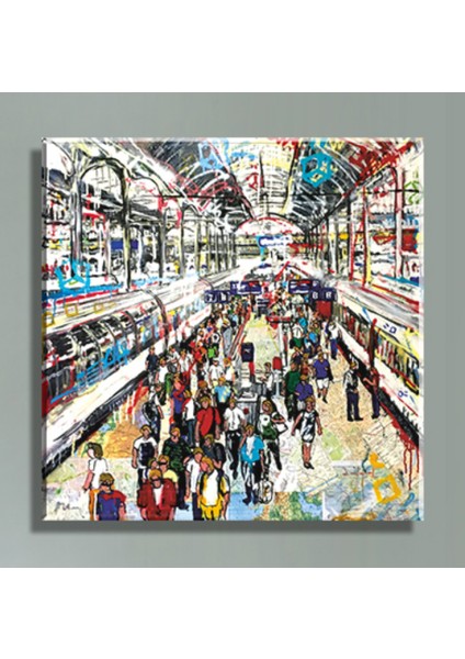 Kalabalık Metro Modern Sanat Dekoratif Kanvas Tablo TBL1741 40X40 cm