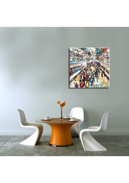 Kalabalık Metro Modern Sanat Dekoratif Kanvas Tablo TBL1741 40X40 cm fiyatları