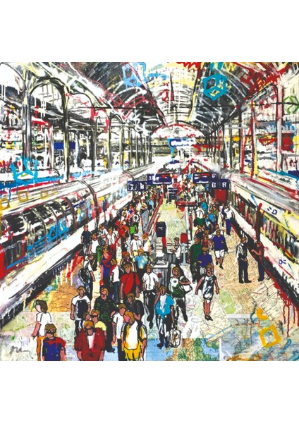 Kalabalık Metro Modern Sanat Dekoratif Kanvas Tablo TBL1741 40X40 cm modelleri