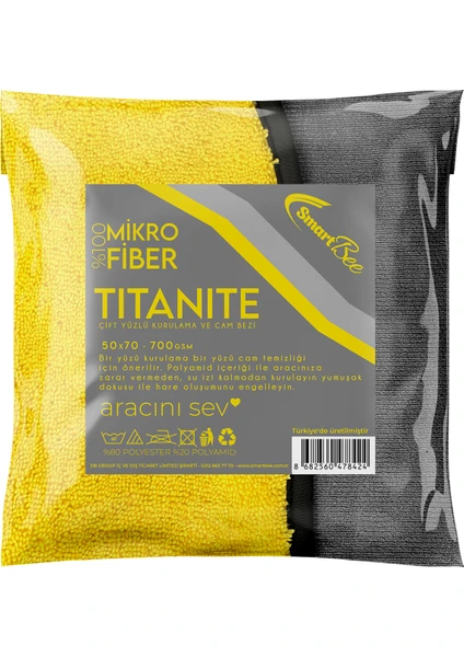 Titanium Mikrofiber Çift Taraflı Oto Kurulama ve Cam Bezi 50X70CM 760GSM