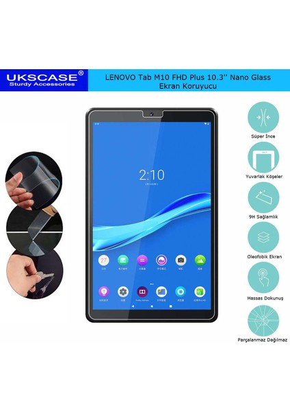 Lenovo Tab M10 TB-X606F Fhd Plus 10.3 " Silikon Kılıf + Nano Cam Ekran Koruyucu Şeffaf