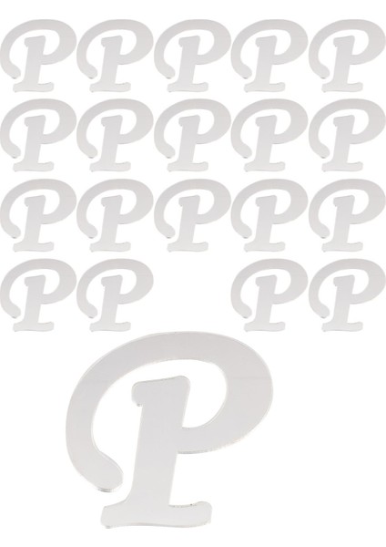 20 Adet Karışık Pleksi Harfler Gümüş 3 cm