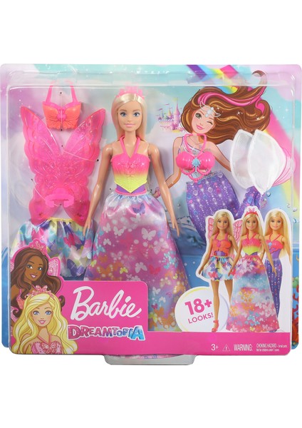 Dreamtopia Dönüşen Prenses Bebek Oyun Seti, 32 cm Boyunda, Sarışın, 3 Adet Kostümlü GJK40