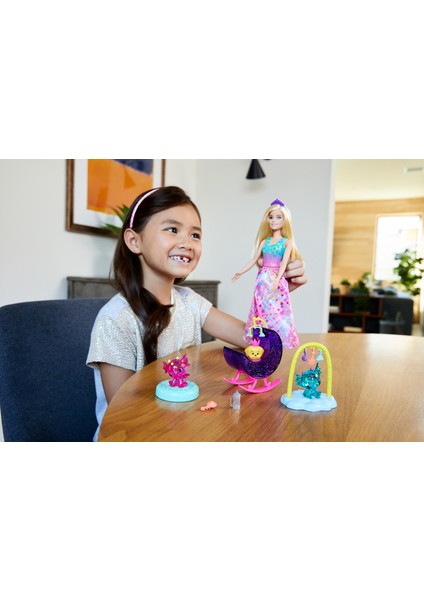 Dreamtopia Prenses Bebek ve Aksesuarları Oyun Setleri, Uyku Temalı, Ejderha Odası Oyun Seti GJK51