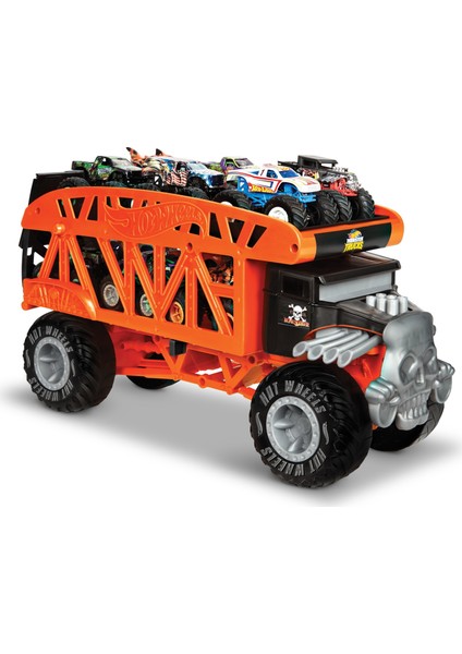 Hot Wheels Monster Trucks Taşıyıcı Kamyon, 12 adet 1:64 Ölçekli Araç Kapasiteli GKD37