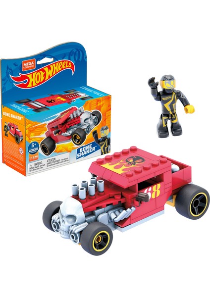 Mega Construx Hot Wheels Blok Araçlar Serisi, Bone Shaker, 5 Yaş Ve Üzeri İçin İdeal Yapı Oyuncakları GVM29