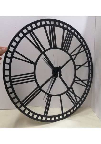 Gümüş Aynalı Pleksi 50 cm Siyah Ahşap Duvar Saati fiyatları