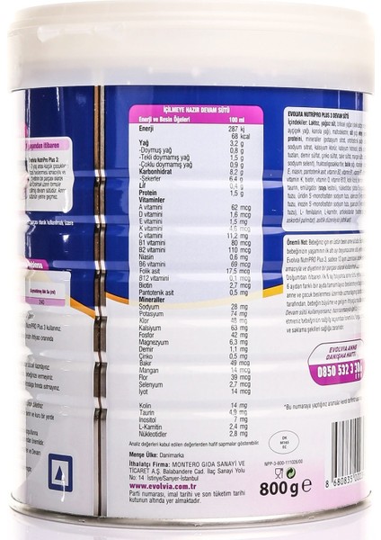 Nutripro Plus 3 Devam Sütü 800 gr fiyatları
