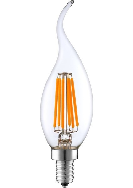 E14 LED FİLAMANLI RUSTIK AMPUL T35 ŞEFFAF KIVRIK 6W 3000K Gün Işığı ERD-83