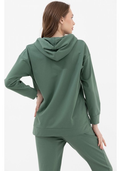 Fermuarlı Oversize Sweat - Yeşil
