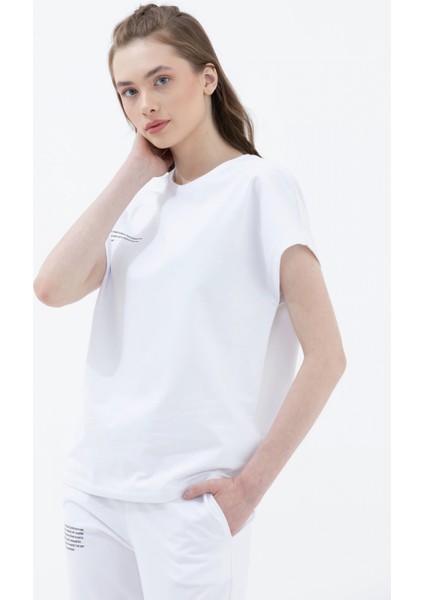 Oversize Kısa Kollu Tshirt - Beyaz