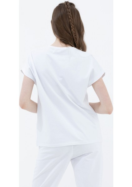 Oversize Kısa Kollu Tshirt - Beyaz