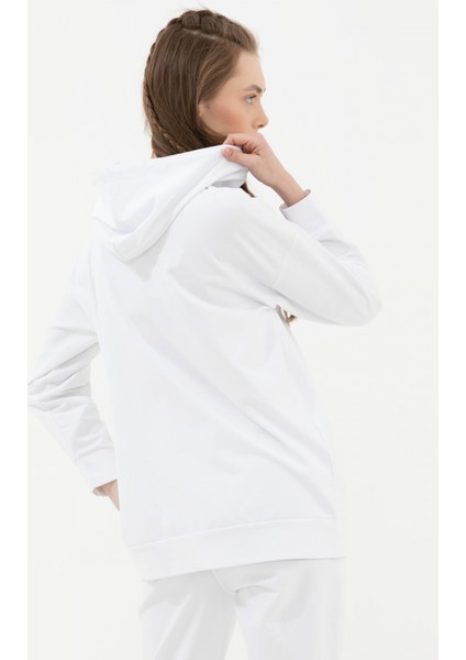 Fermuarlı Oversize Sweat - Beyaz fırsatları