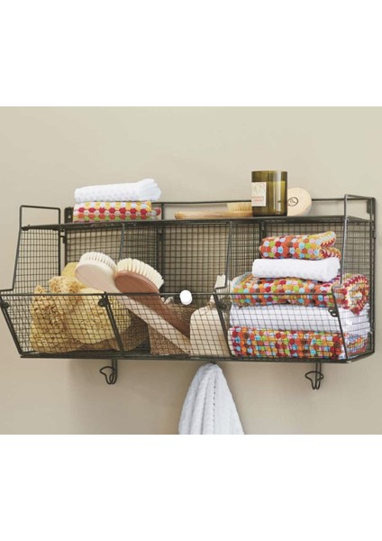 3 Kancalı Metal Duvar Askılık 3 Gözlü Terekli Duvar Rafı WD-245 fiyatları