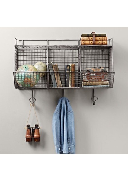 3 Kancalı Metal Duvar Askılık 3 Gözlü Terekli Duvar Rafı WD-245 fırsatları