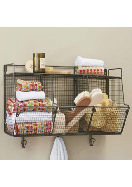 3 Kancalı Metal Duvar Askılık 3 Gözlü Terekli Duvar Rafı WD-245 indirimleri