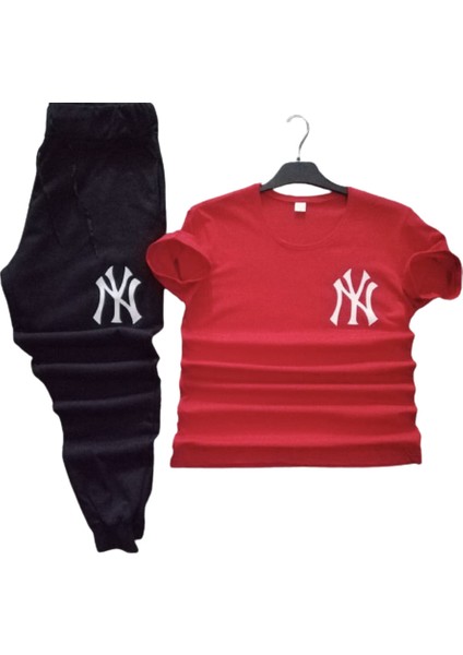 New York Yankees Baskılı Pamuk Ultra Hafif Yeni Trend Kısa Kollu Erkek Outdoor Eşofman Takımı