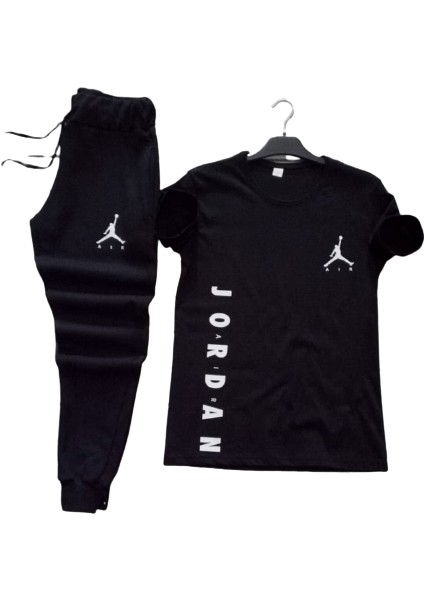 Jordan Dijital Baskılı Ultra Hafif Pamuk Ter Koku Mantar Yapmayan Kısa Kollu Çift Cep Erkek Eşofman Takımı