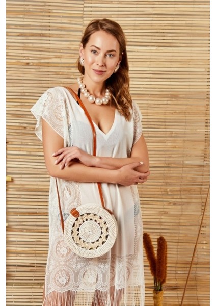 Diana Ekru Plaj Elbisesi
