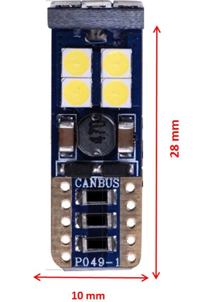T10 Led W5w Tip 12 Ledli Park Plaka Tavan Iç Aydınlatma Ledi Mavi