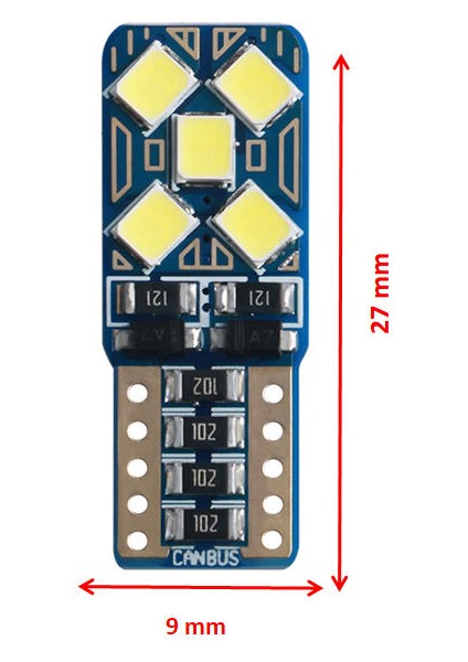 T10 Led W5w Tip 10 Ledli Mini Yassı Park Plaka Tavan Iç Aydınlatma Ledi Beyaz