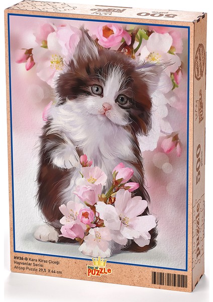 Kara Kiraz Çicegi Ahşap Puzzle 500 Parça