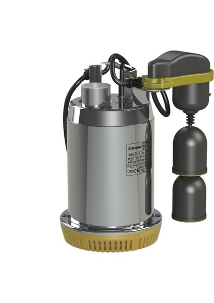 SDF13A 1 kw 1.3 HP 2900 D/D 220/230 volt Monofaze Asansör Flatörlü Drenaj Dalgıç Pompası (10 m Kablo+A.Flatörlü)