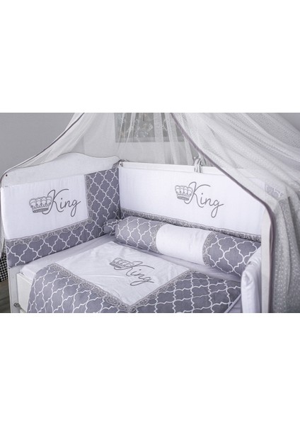 King Gri Beşik Bebek Uyku Seti